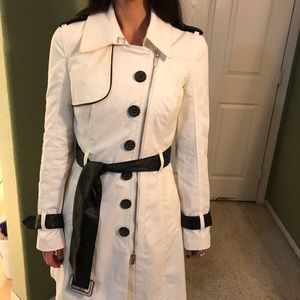 Bebe coat white and black trim